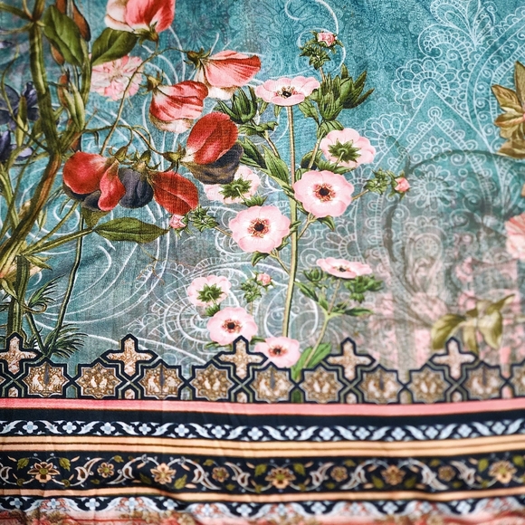 🆕️Enchanting Boho Midi Dress | Green Floral Sleeveless with Thigh Slit 🌸🌿💃 - Picture 14 of 16